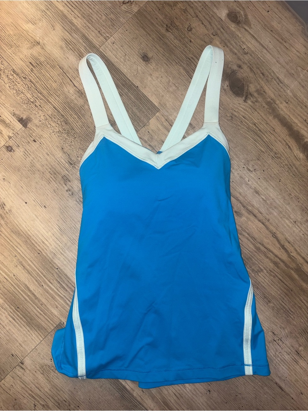 lululemon athletica Blue Tankini Top with White Trim